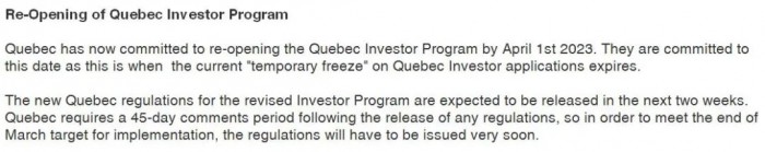外联出国：定了！久违的魁省投资移民项目4月1日前重启