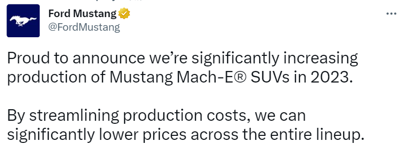 效仿特斯拉 福特下调了电动野马Mach-E系列的价值